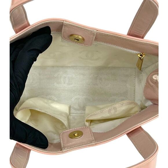 CHANEL Pink Patent Triple CC Tote Bag A-A17030 - Picture 7 of 12